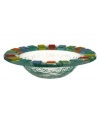 Spice up your Twist Alea collection with this bold serving bowl. Textured glass is edged with colorful tiles in a festive complement to the cheery porcelain dinnerware patterns from Villeroy & Boch.