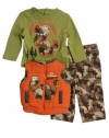 BT Kids Infant Boys (12-24 mo) 3 pc dinosaur puffy vest, shirt & cargo pants set