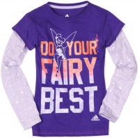Adidas Girls 7-16 Disney Tinkerbell 2-in-1 Tee, Sharp Purple/Turbo/Shift Purple, Medium Adidas Girls 7-16 Disney Tinkerbell 2-in-1 Tee, Sharp Purple/Turbo/Shift Purple, Medium