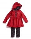 GUESS Kids Girls Hooded Dress with Leggings, RED (4)