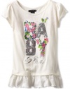 Baby Phat Girl's  Tunic With Ruffles And Sequins, Cream, Medium