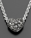 Be strong of heart. This beautiful Judith Jack sterling silver necklace is overflowing with Austrian crystal and genuine marcasite. Approximate length: 16 inches; approximate drop: 1/4 inch.