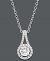 Indulge in a glamorous extra touch. This stunning teardrop-shaped pendant is decorated with sparkling, round-cut diamonds (1/3 ct. t.w.) set in 14k white gold. Approximate length: 18 inches. Approximate drop: 1/2 inch.