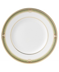 In 18th century England, Josiah Wedgwood, creator of the world famous Wedgwood ceramic ware, established a tradition of outstanding craftsmanship and artistry which continues today. The exotic floral design of the Oberon dinnerware and dishes pattern is finely scaled and exquisitely precise, in soft shades of green and gold accented with black, against pure white bone china. In 18th century England, Josiah Wedgwood, creator of the world famous Wedgwood ceramic ware, established a tradition of outstanding craftsmanship and artistry which continues today. The exotic floral design of the Oberon dinnerware and dishes pattern is finely scaled and exquisitely precise, in soft shades of green and gold accented with black, against pure white bone china.