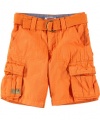Levi's Grid Belted Cargo Shorts (Sizes 4 - 7X) - orange, 5