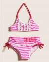 GUESS Stripe Bikini with Ruffles, PINK (24M)