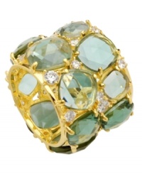 Add some not-so-subtle sparkle to your look. CRISLU's Candy Couture ring shines with the addition of 40 carats worth of pale green and clear cubic zirconias. Set in 18k gold over sterling silver. Sizes 5 and 7.