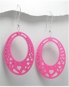 Love-heart design earrings made from wood and finished with hooks In Sterling Silver Earrings