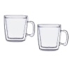 Pair 12 oz Unbreakable Double-Wall Insulated Coffee Mugs - Made in USA - Lifetime Warranty - Clear