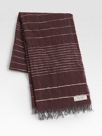A delicate fringe outlines this luxurious scarf, shaped in a rich blend of cotton and linen, finished in a handsome, stripe pattern.Fringed ends21W x 64H50% wool/41% modal/9% cottonDry cleanMade in Italy