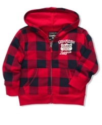 Prep him for the day in plaid and comfort with this checkered hoodie from Osh Kosh. Prep him for the day in plaid and comfort with this checkered hoodie from Osh Kosh.