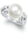 Fresh by Honora takes elegance to a new level with this lovely knot design. Ring crafted in sterling silver that highlights a cultured freshwater pearl at center (11-11-1/2 mm). Size 7.