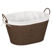 Household Essentials Lined Paper Rope Laundry Basket, Dark Brown Stain Household Essentials Lined Paper Rope Laundry Basket, Dark Brown Stain