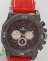 Mark Naimer Chronograph -style Look XL Black Dial Men's watch With Red Rubber Band