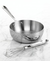 Easily-maintained stainless steel conceals an aluminum core that provides unrivaled heat conductivity for an even and quick heating of stews, curries, risottos and more. Ideal for stirring and whisking, the saucier features a wide rim for easy mobility and rounded sides to accommodate more volume. Lifetime warranty.