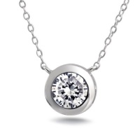 Bling Jewelry Sterling Silver 2ct 8mm Bezel Set Round CZ Solitaire Necklace Bling Jewelry Sterling Silver 2ct 8mm Bezel Set Round CZ Solitaire Necklace