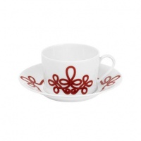 Haviland Brandebourg Red Tea Saucer 6.5 in