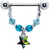 Handcrafted Blue Austrian Crystals with Star Nipple Ring MADE WITH SWAROVSKI ELEMENTS