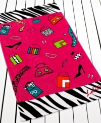 Take your style to the beach! The Shopaholic beach towel from Lolita shows off your flair for fashion with a fun print of shoes and accessories on a sizzling hot pink ground. Also features the signature Lolita logo. Take your style to the beach! The Shopaholic beach towel from Lolita shows off your flair for fashion with a fun print of shoes and accessories on a sizzling hot pink ground. Also features the signature Lolita logo.