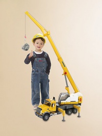 Incredibly realistic 1:16 scale model provides hours of imaginative play, with opening doors, lift-up hood displaying engine block, folding side mirror, telescoping/pivoting crane and hand-cranked winch.Plastic About 26L X 7¼W X 10½H plus crane Recommended for ages 3 and up Made in Germany Incredibly realistic 1:16 scale model provides hours of imaginative play, with opening doors, lift-up hood displaying engine block, folding side mirror, telescoping/pivoting crane and hand-cranked winch.Plastic About 26L X 7¼W X 10½H plus crane Recommended for ages 3 and up Made in Germany