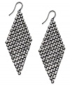 You've never looked so glam! Dozens of round-cut crystals in a pretty diamond pattern adorn Alfani's gorgeous drop earrings. Set in hematite tone mixed metal. Approximate drop: 3 inches.
