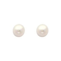 14K Yellow Gold Medium Pearl Stud Earrings with Screw-back for Baby & Children