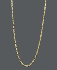 A simple layer adds the perfect last-minute touch. Necklace features a box link chain crafted in 14k gold. Approximate length: 24 inches.