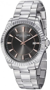 Stuhrling Original Men's 408G.331154 Aquadiver Regatta Marine Swiss Quartz Date Grey Dial stainless Steel Bracelet Watch Stuhrling Original Men's 408G.331154 Aquadiver Regatta Marine Swiss Quartz Date Grey Dial stainless Steel Bracelet Watch