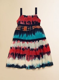 A dip-dye print gives this cute dress for little ones a seriously boho vibe.Wide spaghetti strapsTieredCotton taping at tiers and strapsButton-down back74% cotton/26% silkDry cleanMade in USA of Italian fabric A dip-dye print gives this cute dress for little ones a seriously boho vibe.Wide spaghetti strapsTieredCotton taping at tiers and strapsButton-down back74% cotton/26% silkDry cleanMade in USA of Italian fabric