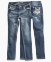 Make her the star of her own style with these studded star graphic skinny jeans from Revolution.