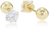 14k Yellow Gold Reversible Cubic Zirconia Stud Earrings 14k Yellow Gold Reversible Cubic Zirconia Stud Earrings