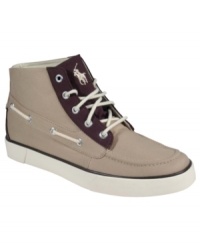 Taking its cues from the old school and adding modern details to a timeless look, these hybrid Polo Ralph Lauren men's sneakers/chukka boots offer the best of both worlds. Taking its cues from the old school and adding modern details to a timeless look, these hybrid Polo Ralph Lauren men's sneakers/chukka boots offer the best of both worlds.
