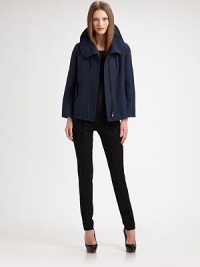 Sporty stripes and a rounded funnel collar define this crisp, season-perfect cotton style.Funnel collar with drawtringConcealed snap frontSide flap pocketsDrawstring backBack snap ventDrawstring hemlineFully linedAbout 29 from shoulder to hemCottonDry cleanImported of Swiss fabricModel shown is 5'9½ (176cm) wearing US size 4. Sporty stripes and a rounded funnel collar define this crisp, season-perfect cotton style.Funnel collar with drawtringConcealed snap frontSide flap pocketsDrawstring backBack snap ventDrawstring hemlineFully linedAbout 29 from shoulder to hemCottonDry cleanImported of Swiss fabricModel shown is 5'9½ (176cm) wearing US size 4.