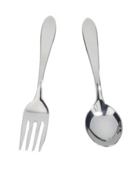 Tiny fingers, tiny flatware. Teach your toddler to eat like he's all grown up with this tarnish-proof, silver-plated baby fork and spoon from Reed & Barton. Tiny fingers, tiny flatware. Teach your toddler to eat like he's all grown up with this tarnish-proof, silver-plated baby fork and spoon from Reed & Barton.