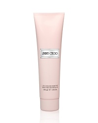 The luxurious Jimmy Choo Perfumed Shower Gel provides a burst of refreshing brightness, while lingering base notes of sweet toffee and Indonesian Patchouli leave your skin with a subtle, sensual memory after each shower. 5 oz. The luxurious Jimmy Choo Perfumed Shower Gel provides a burst of refreshing brightness, while lingering base notes of sweet toffee and Indonesian Patchouli leave your skin with a subtle, sensual memory after each shower. 5 oz.
