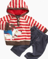 Perfect for playtime! This cozy hoodie and pant set from Mini Bean will keep him comfortable all day long. Perfect for playtime! This cozy hoodie and pant set from Mini Bean will keep him comfortable all day long.