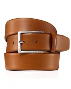 Put the finishing touch on your professional suiting with this well-crafted leather belt from BOSS Black.