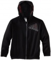 Adidas Boys 8-20 Youth Interception Hoodie, Black/Infrared, Medium