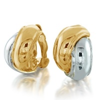 Bling Jewelry Two Tone Interlocking Circle Huggie Hoop Clip On Earrings Bling Jewelry Two Tone Interlocking Circle Huggie Hoop Clip On Earrings
