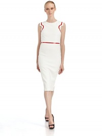 THE LOOKRound necklineBold red piped detailsSleevelessGeometric edges at arm openingsBack zipperGeometric cutout backTHE FITAbout 41 from shoulder to hemTHE MATERIALCottonTrim: 85% silk/15% polyurethaneFully linedCARE & ORIGINDry cleanMade in Italy THE LOOKRound necklineBold red piped detailsSleevelessGeometric edges at arm openingsBack zipperGeometric cutout backTHE FITAbout 41 from shoulder to hemTHE MATERIALCottonTrim: 85% silk/15% polyurethaneFully linedCARE & ORIGINDry cleanMade in Italy