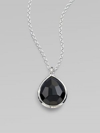 From the Rock Candy® Collection. This chic style features a rich, faceted black onyx in sleek sterling silver on a link chain. Black onyxSterling silverLength, about 16 to 18 adjustablePendant size, about ½ Lobster clasp closureImported 