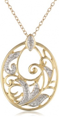 18k Yellow Gold Plated Sterling Silver Diamond Accent Pendant, 18 18k Yellow Gold Plated Sterling Silver Diamond Accent Pendant, 18