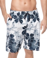 Expand your sun style with these laid-back printed swim trunks from Newport Blue. Expand your sun style with these laid-back printed swim trunks from Newport Blue.