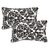 Pillow Perfect Decorative Black/Beige Damask Toss Pillows, Rectangle, 2-Pack