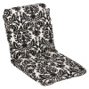 Pillow Perfect Indoor/Outdoor Black/Beige Damask Chair Cushion Rounded