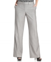 A turnlock closure and wide-leg silhouette give Calvin Klein's petite pants polished modern appeal. Easily pairs with other pieces from the full collection of suit separates. A turnlock closure and wide-leg silhouette give Calvin Klein's petite pants polished modern appeal. Easily pairs with other pieces from the full collection of suit separates.
