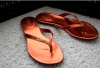 Authentic Gucci Classic Womens Genuine Leather Sandals Flip-flops Flat Shoes Made in Italy - Metallic Orange US 6.5