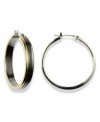 You won't have to go through hoops to add some style to your look with these chic earrings. In tri-color mixed metal, by AK Anne Klein. Approximate diameter: 1-1/2 inches.