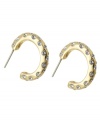 Crystal clear fashion. T Tahari blends golden tones with shimmering crystal studs on these hoop earrings. Crafted in gold tone mixed metal. Base metal is nickel-free for sensitive skin. Approximate diameter: 1 inch.