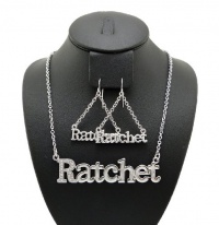 New Urban City Ghettos Celebrity Style Silver Ratchet Pendant w/2mm 18 Link Chain Necklace & Hook Earrings Set NYNE1R New Urban City Ghettos Celebrity Style Silver Ratchet Pendant w/2mm 18 Link Chain Necklace & Hook Earrings Set NYNE1R